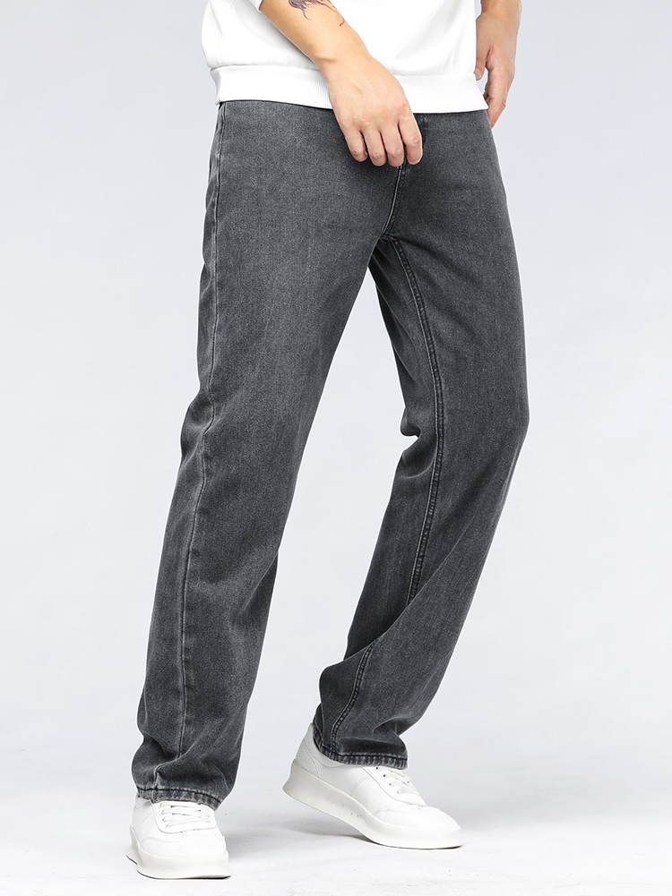 Men'S Fashion Grey Jeans - Jean baggy pour homme, style coréen,