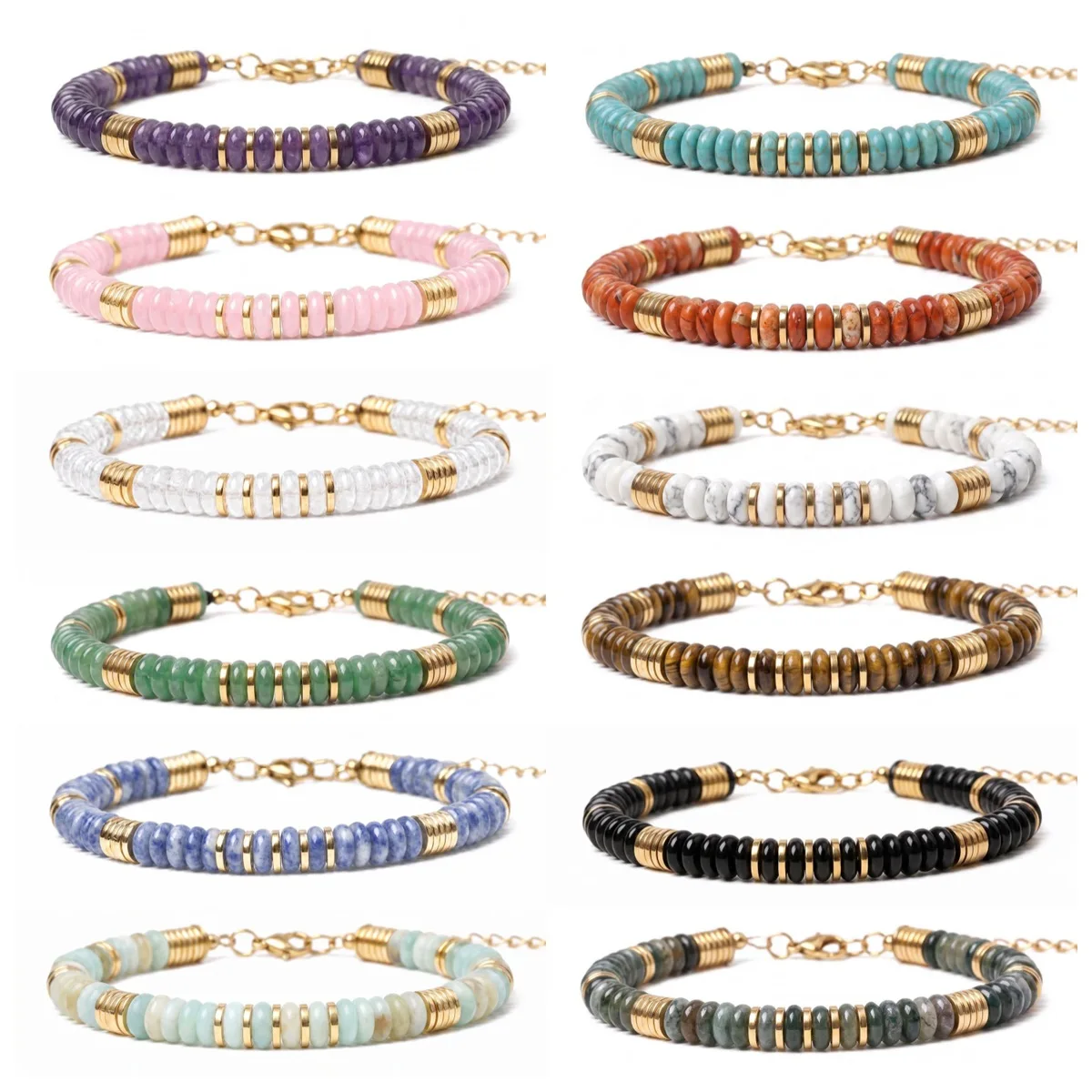 Mens Fashion Discord - Bracelet ajustable en pierres précieuses perlées