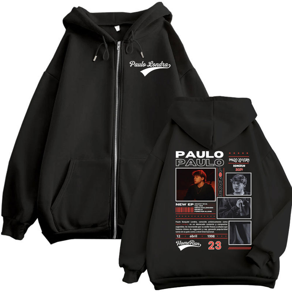 Mens Fashion Zip Up Hoodies - Rappeur Paulo Londra Homerun Album Merch