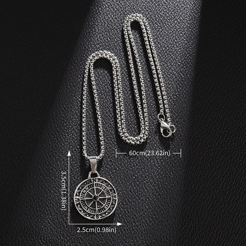 Mens Fashion Discord - Collier avec pendentif boussole pour hommes,