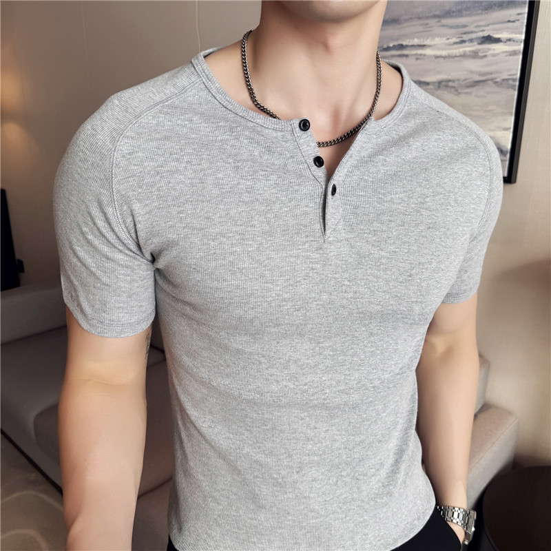 Muscle Tee Workout - T-shirt Henley slim fit pour homme