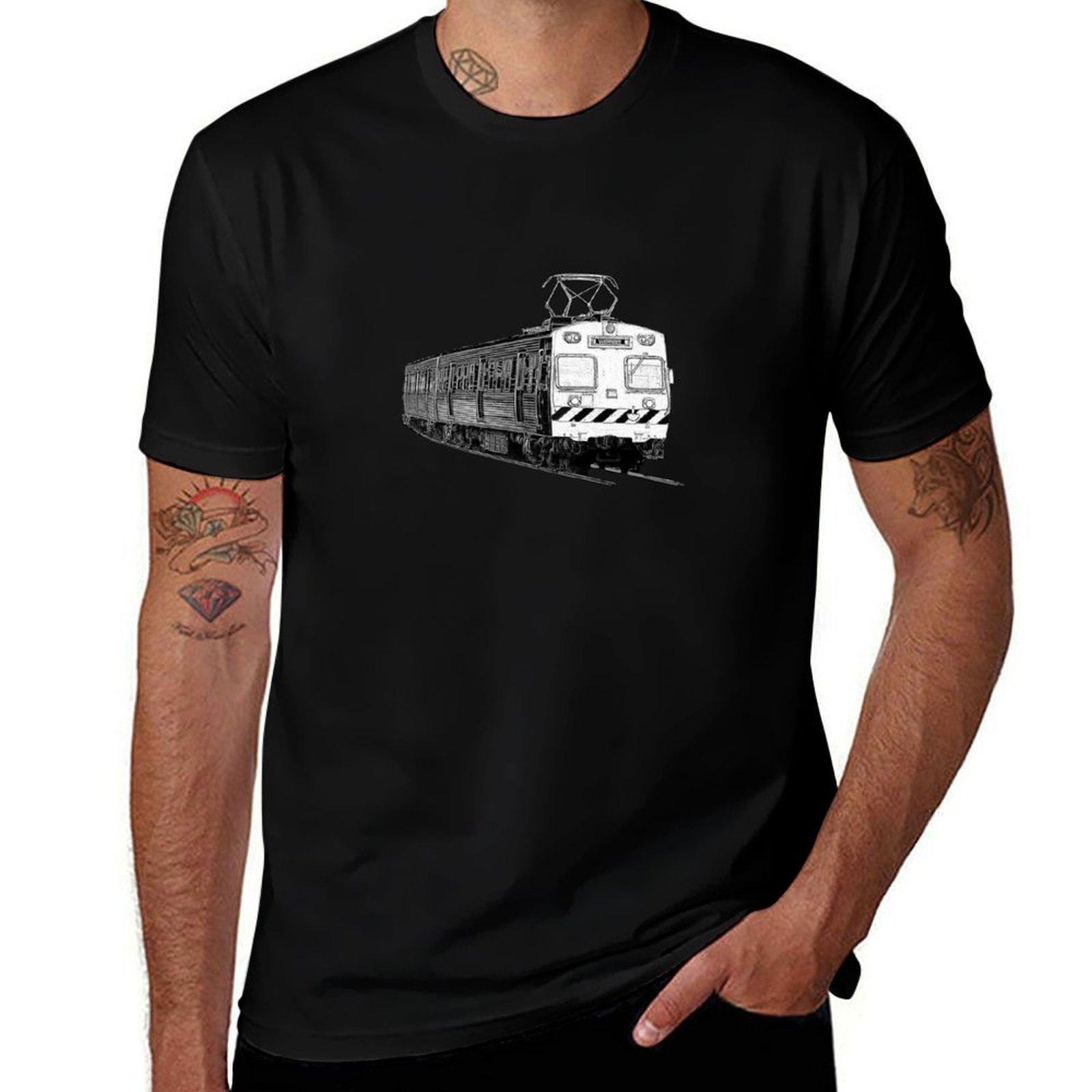 Mens Fashion Melbourne - T-shirt Melbourne Hitachi Train, mode urbaine,