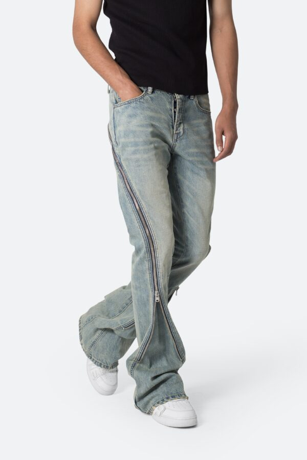 Men'S Fashion Grey Jeans - Jean évasé décontracté basique uni noir,