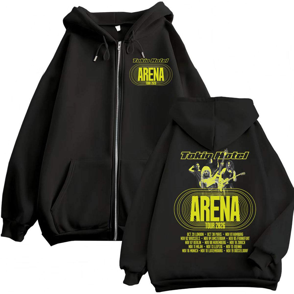 Mens Fashion Zip Up Hoodies - Tokio Hotel Arena Tour 2026 –