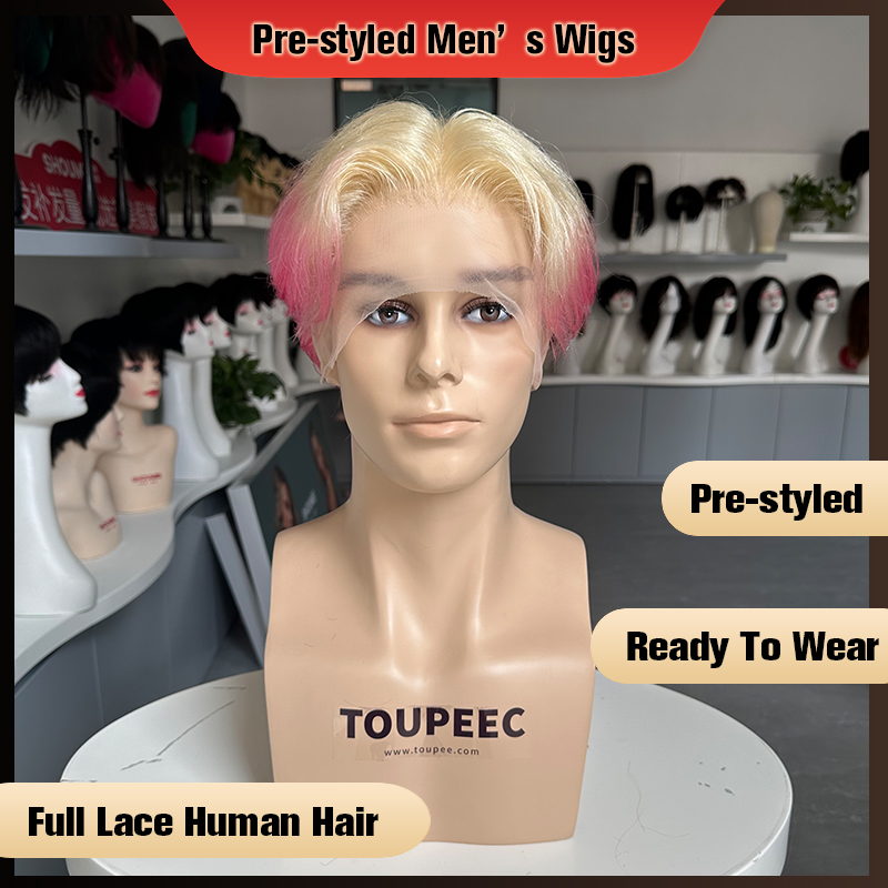 Men Fashion Hair Style - Perruque homme pré-stylisée en cheveux humains
