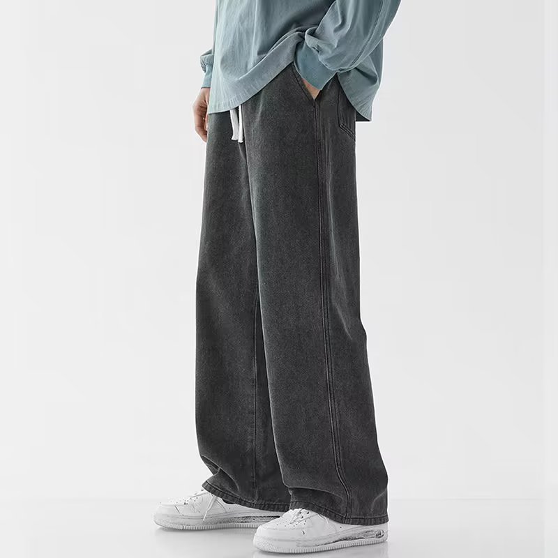 Men'S Fashion Grey Jeans - Jean Baggy pour hommes, mode coréenne,