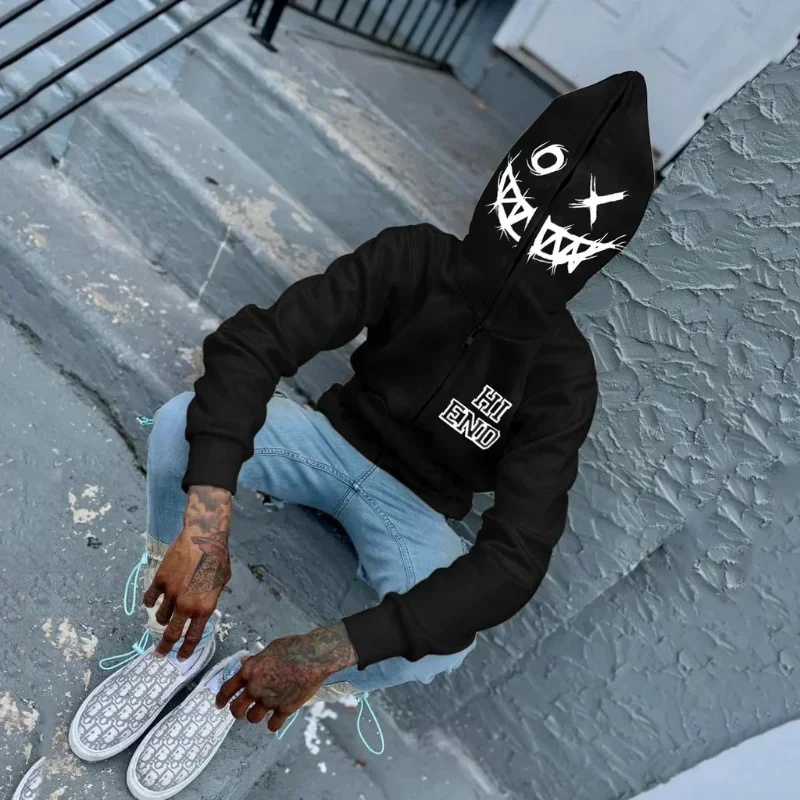 Sweat à capuche à manches long - Mens Fashion Zip Up Hoodies avis et prix