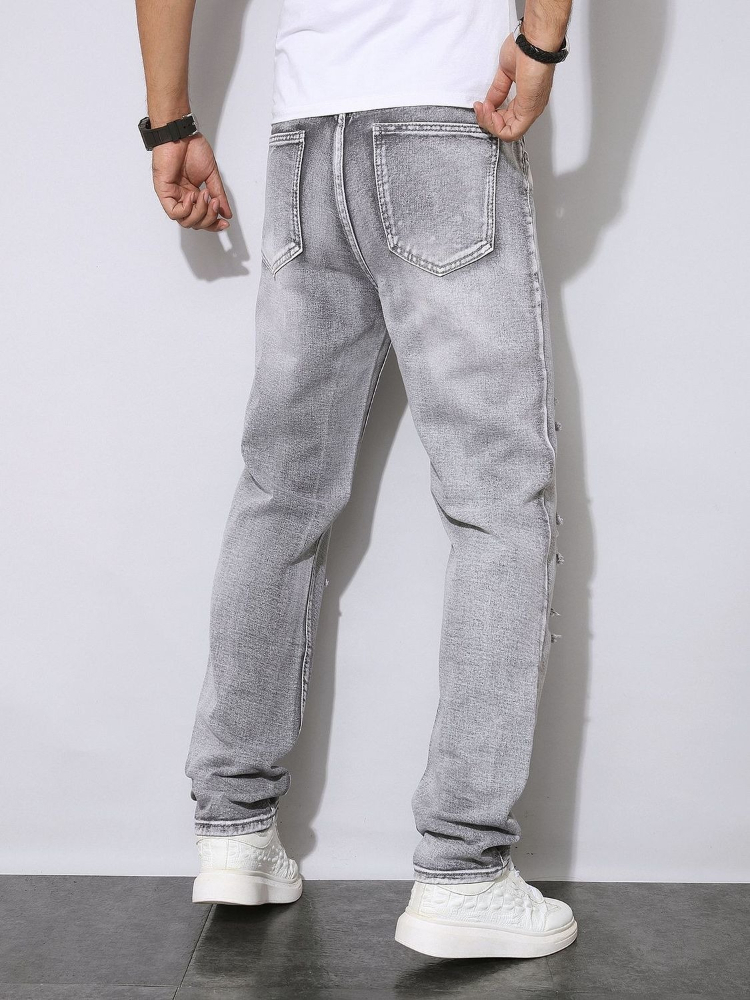 Pantalon en jean gris déchiré  - Men'S Fashion Grey Jeans avis et prix