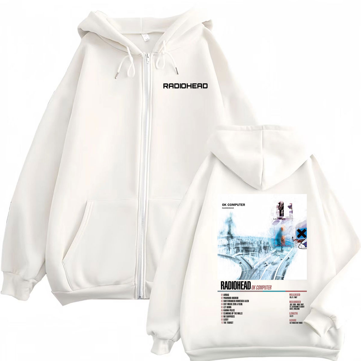 Radiohead Album de musique aff - Mens Fashion Zip Up Hoodies avis et prix