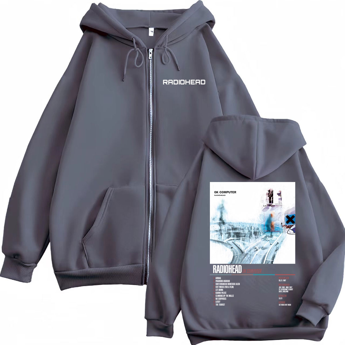 Radiohead Album de musique aff - Mens Fashion Zip Up Hoodies avis et prix