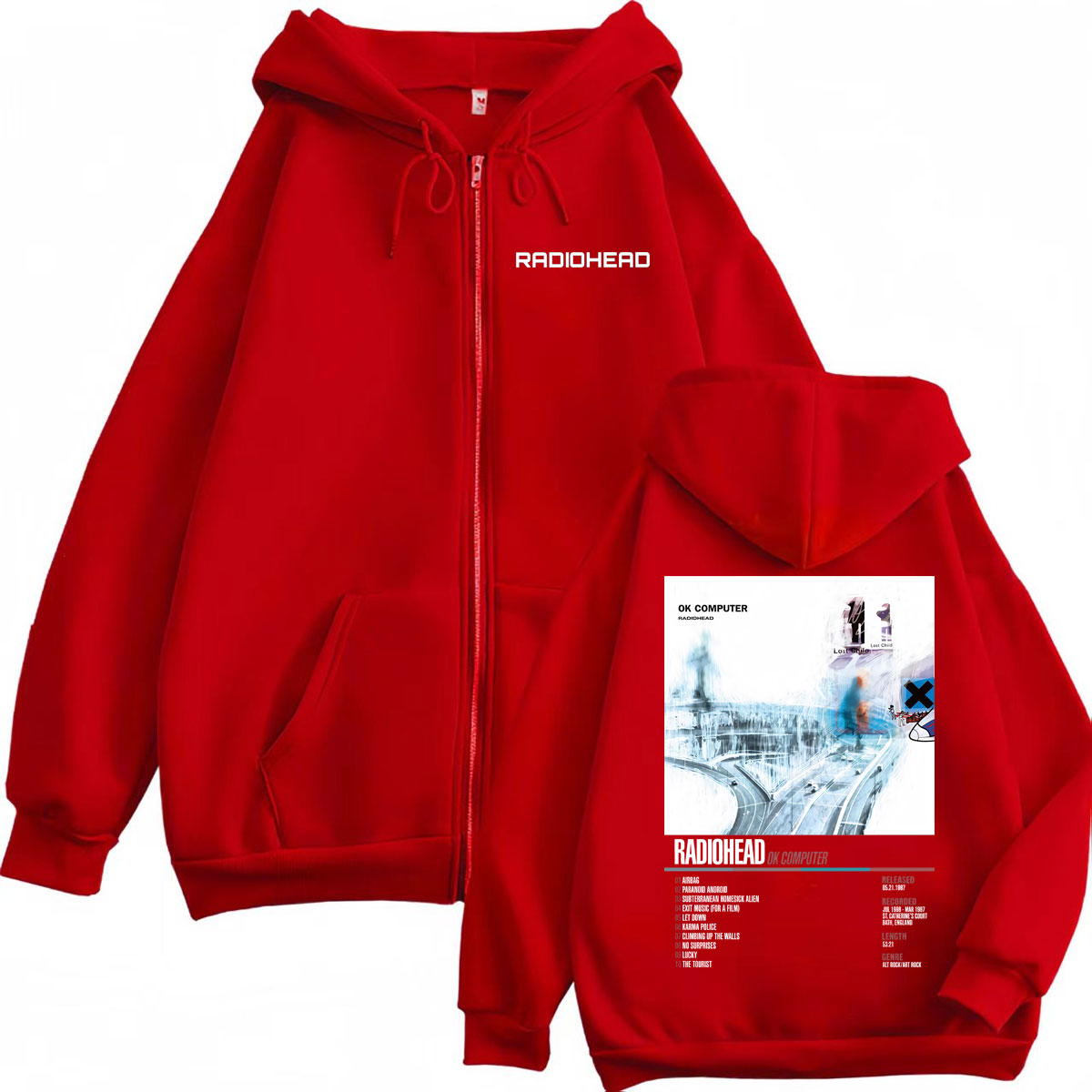 Radiohead Album de musique aff - Mens Fashion Zip Up Hoodies avis et prix