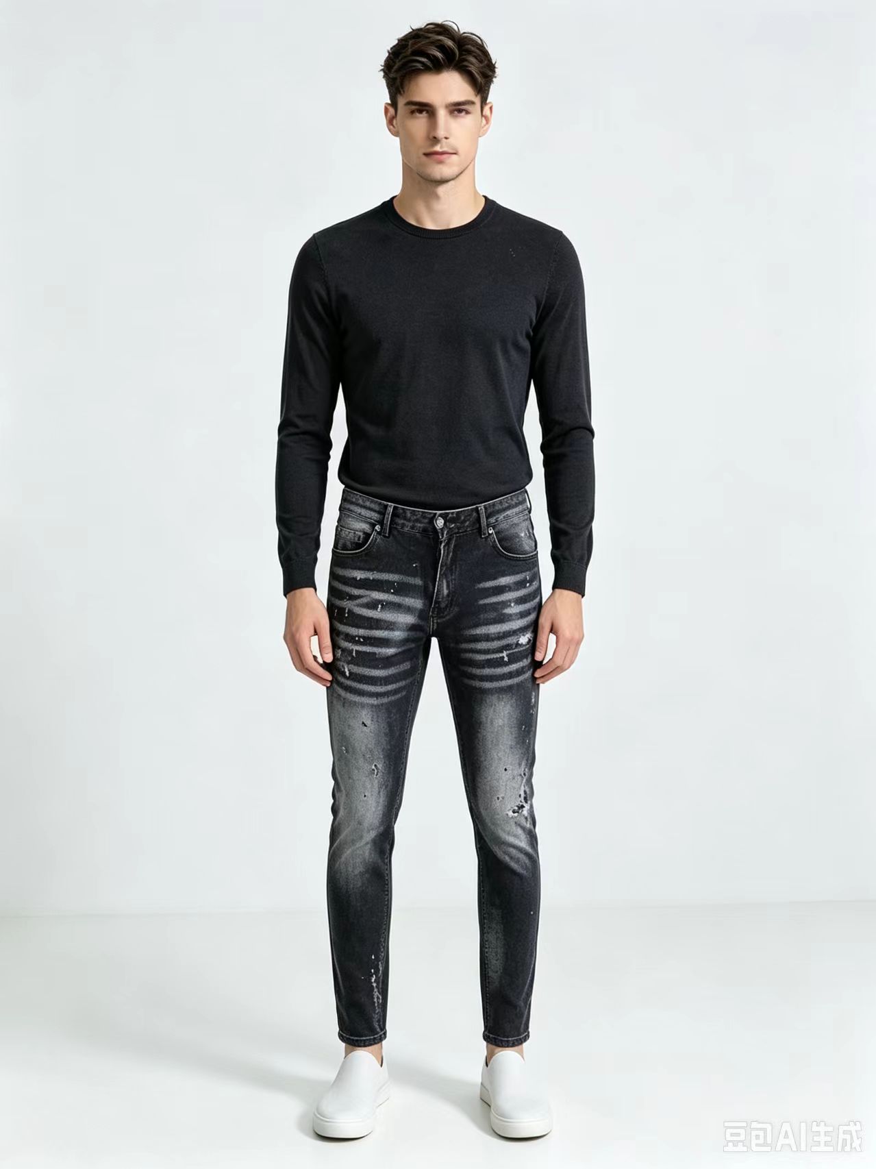Jeans ajustés élastiques pour  - Men'S Fashion Grey Jeans avis et prix