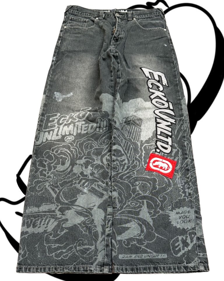Jeans imprimés style américain - Men'S Fashion Grey Jeans avis et prix