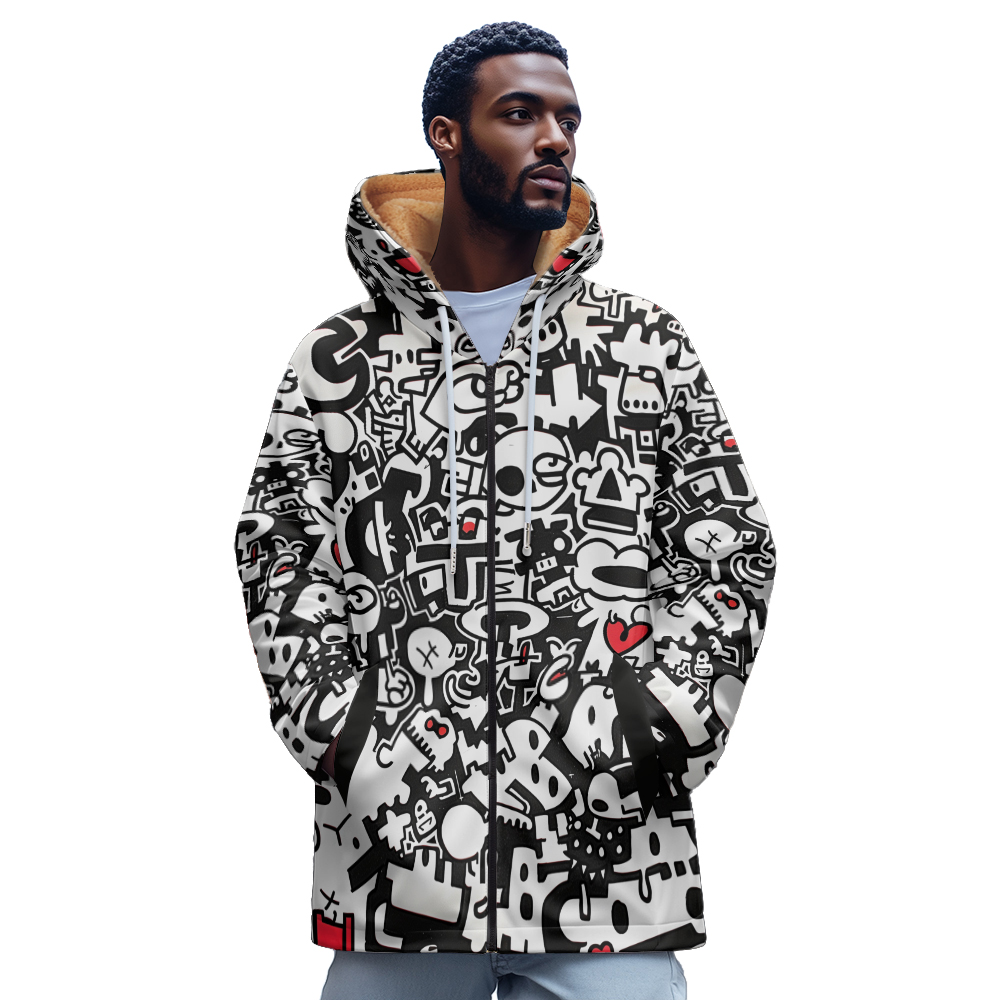 Sweat à capuche zippé à motif  - Mens Fashion Zip Up Hoodies avis et prix